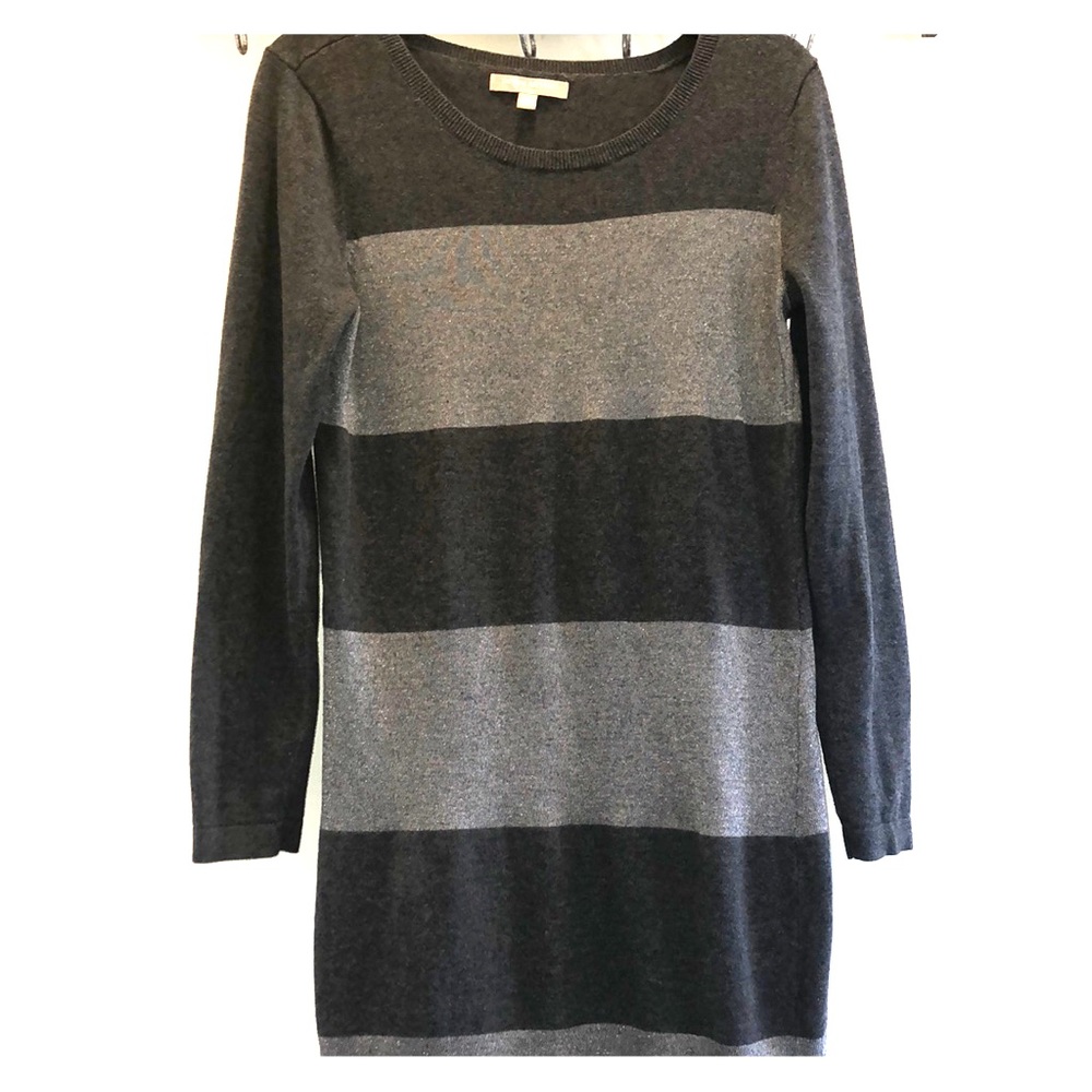 Grey striped sweater dress